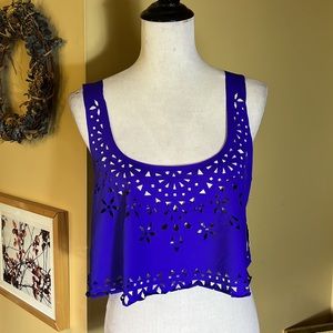 BECCA SWIM size MEDIUM CutOut Swim-top Crop Coverup Vibrant Purple Sexy $58 NEW